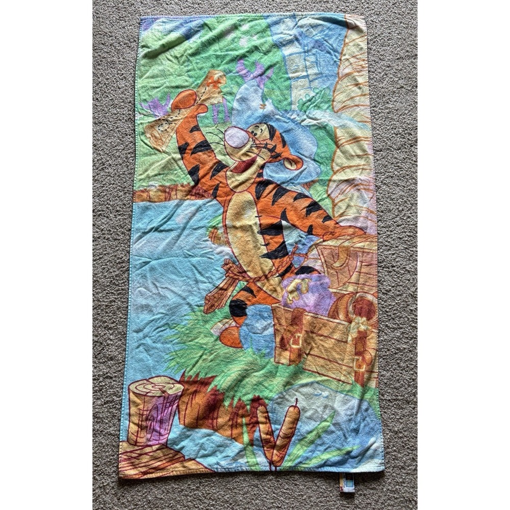 Vintage Disney Tigger Winnie the Pooh Beach Towel 2000s Cotton Outdoor